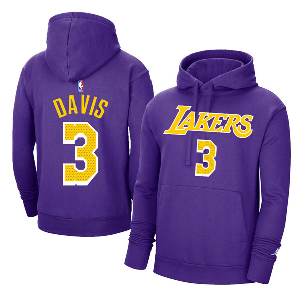 Men's Los Angeles Lakers #3 Anthony Davis 2021 Purple Pullover Hoodie Men's Los Angeles Lakers #3 Anthony Davis 2021 Purple Pullover Hoodie